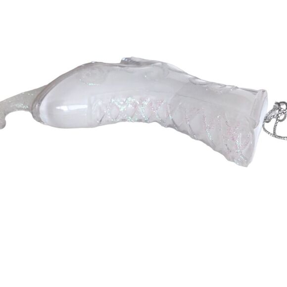GLASS FIGURE SKATE ORNAMENT WITH SILVER GLITTER - Picture 10 of 13